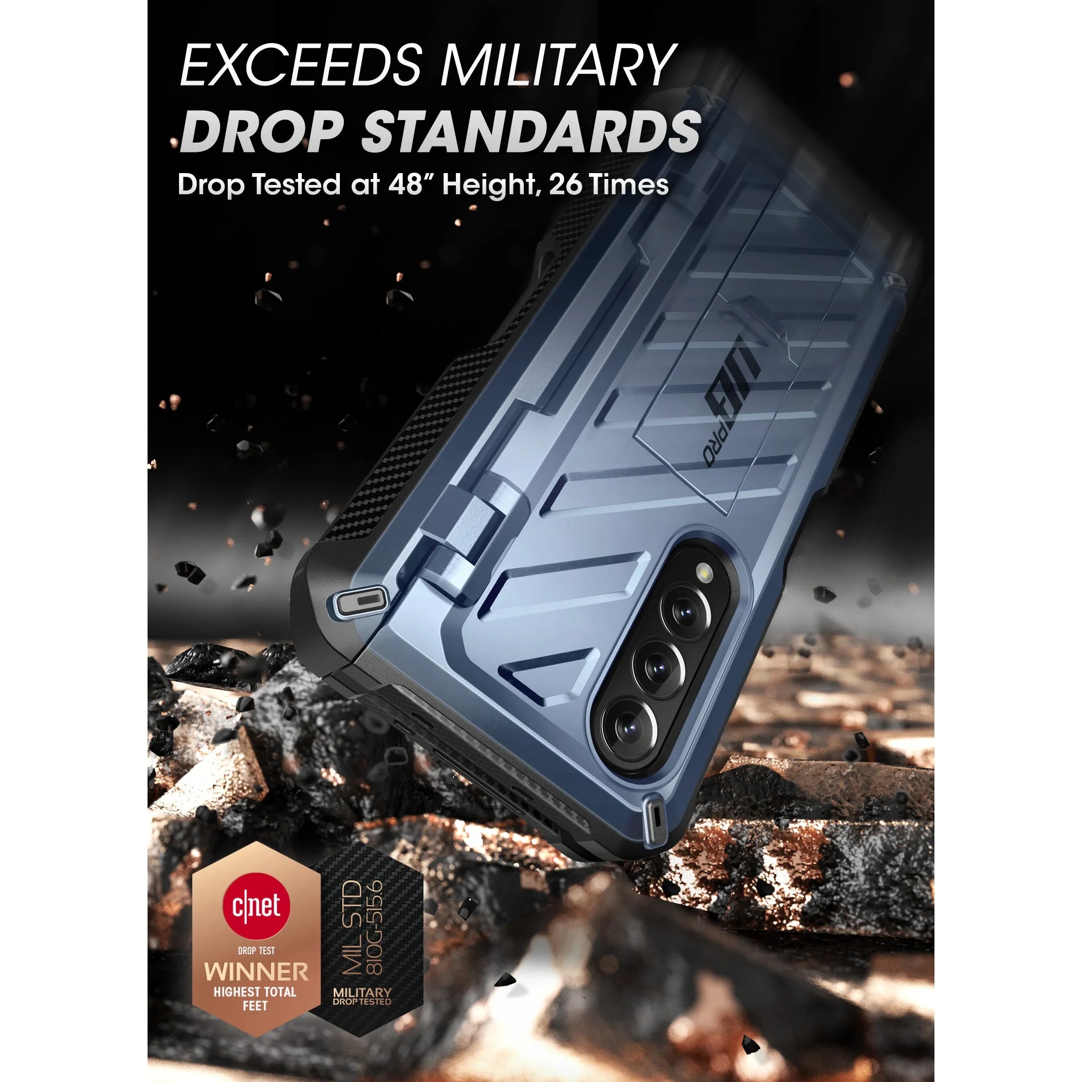 Galaxy Z Fold3 Unicorn Beetle PRO Rugged Case with S-Pen Holder-Metallic Blue