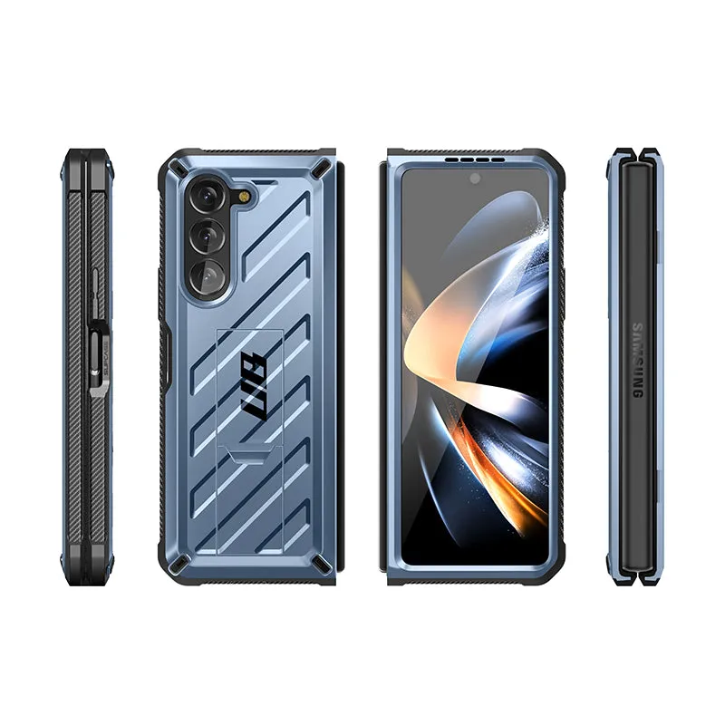 Galaxy Z Fold5 Unicorn Beetle Kickstand Case with Screen Protector-Metallic Blue