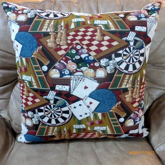 Game room Pillow cover, Extra Large floor pillows, Man Cave or Pool room Pillows
