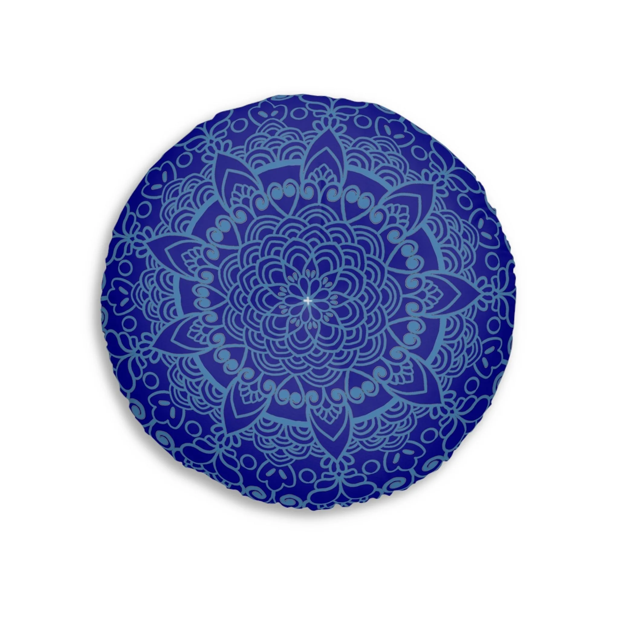 Handmade Mandala Art Floor Cushion - Steel Blue Mandala Design