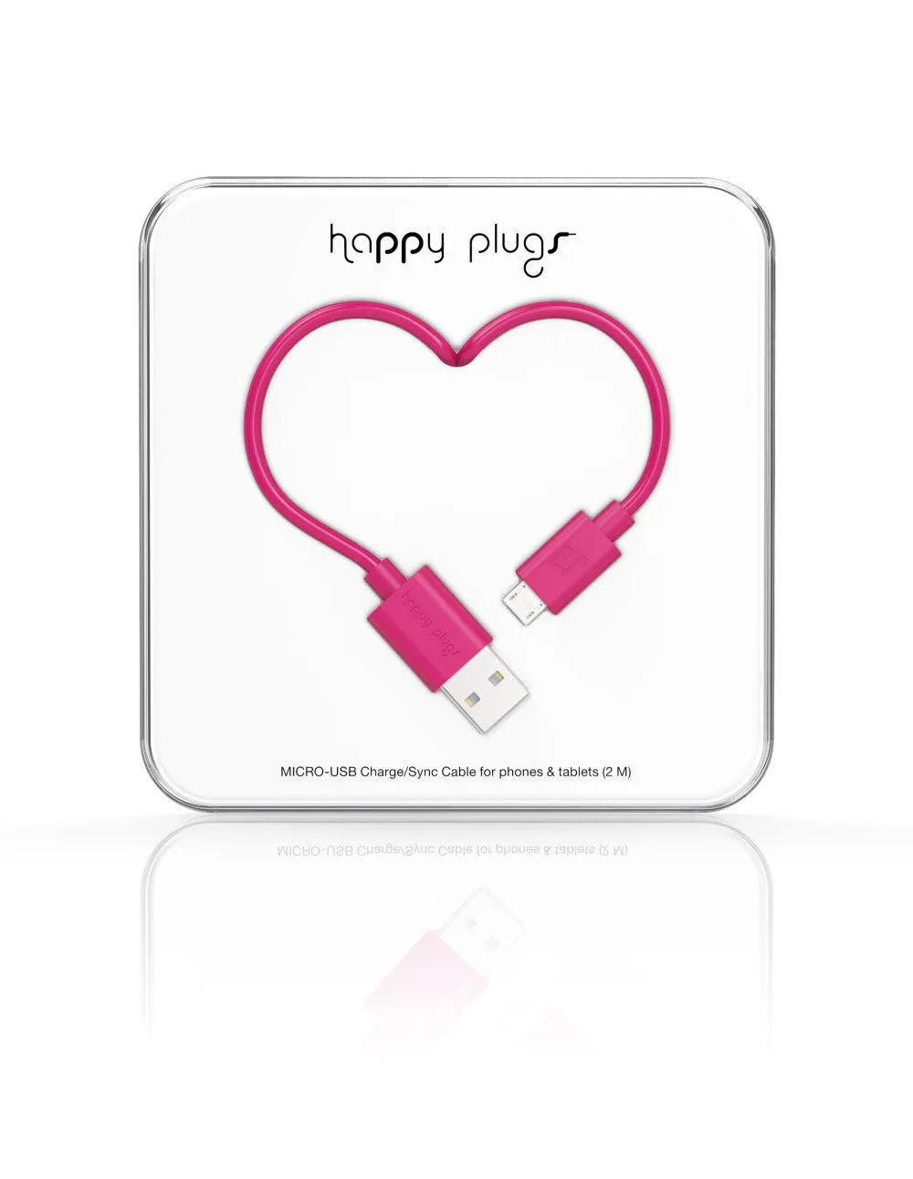 Happy Plugs Micro-USB Charge/Sync Cable - Cerise