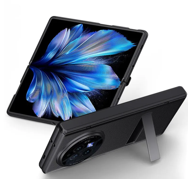 Hard PC- Cover Full Body Protective Case PU Leather Series for Vivo X Fold 3 Pro, (Black), [Fingerprint scanner not Compatible]