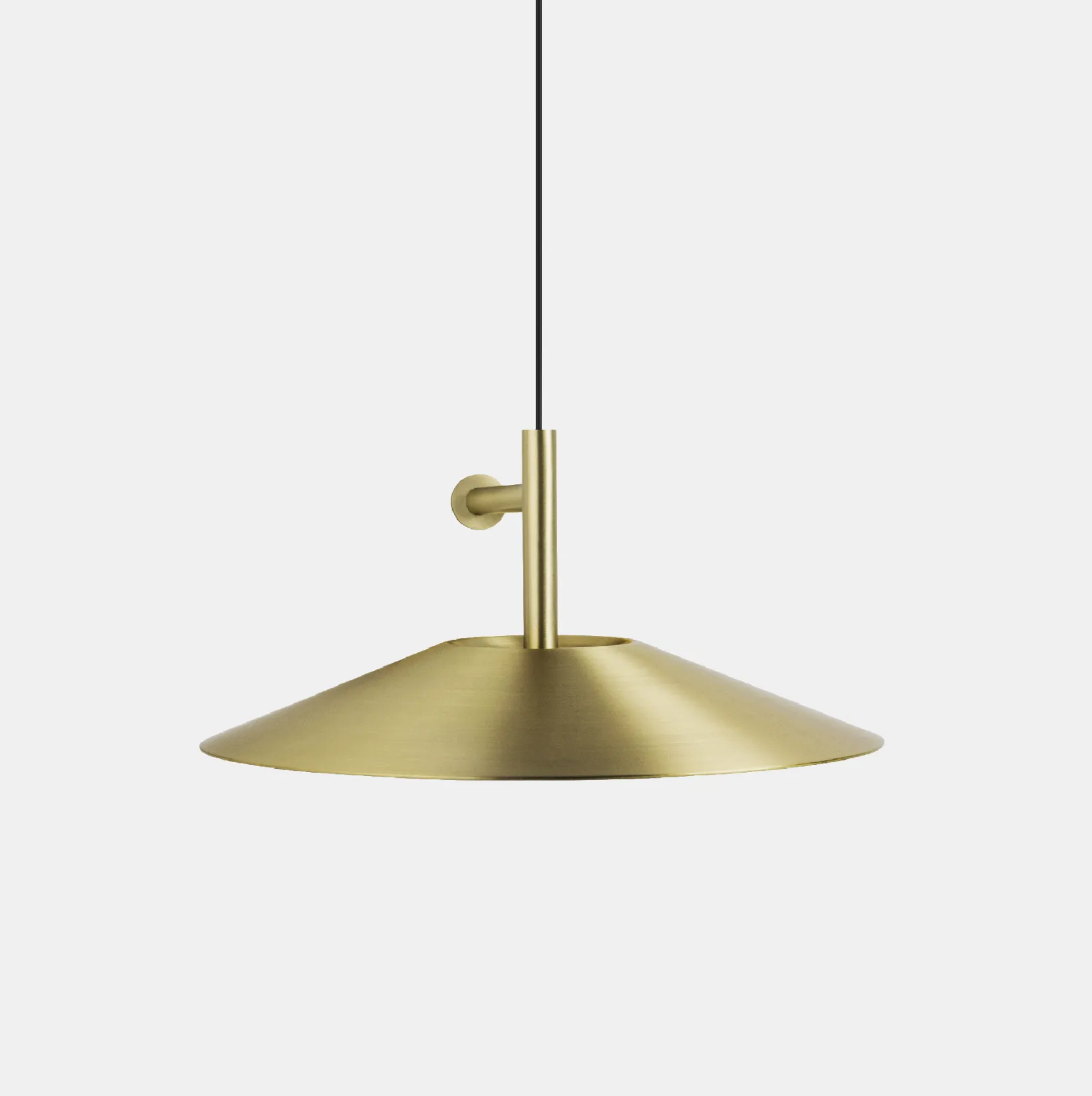 Hat Matt Black Wall Light With Round Shallow Cone Shade - ID