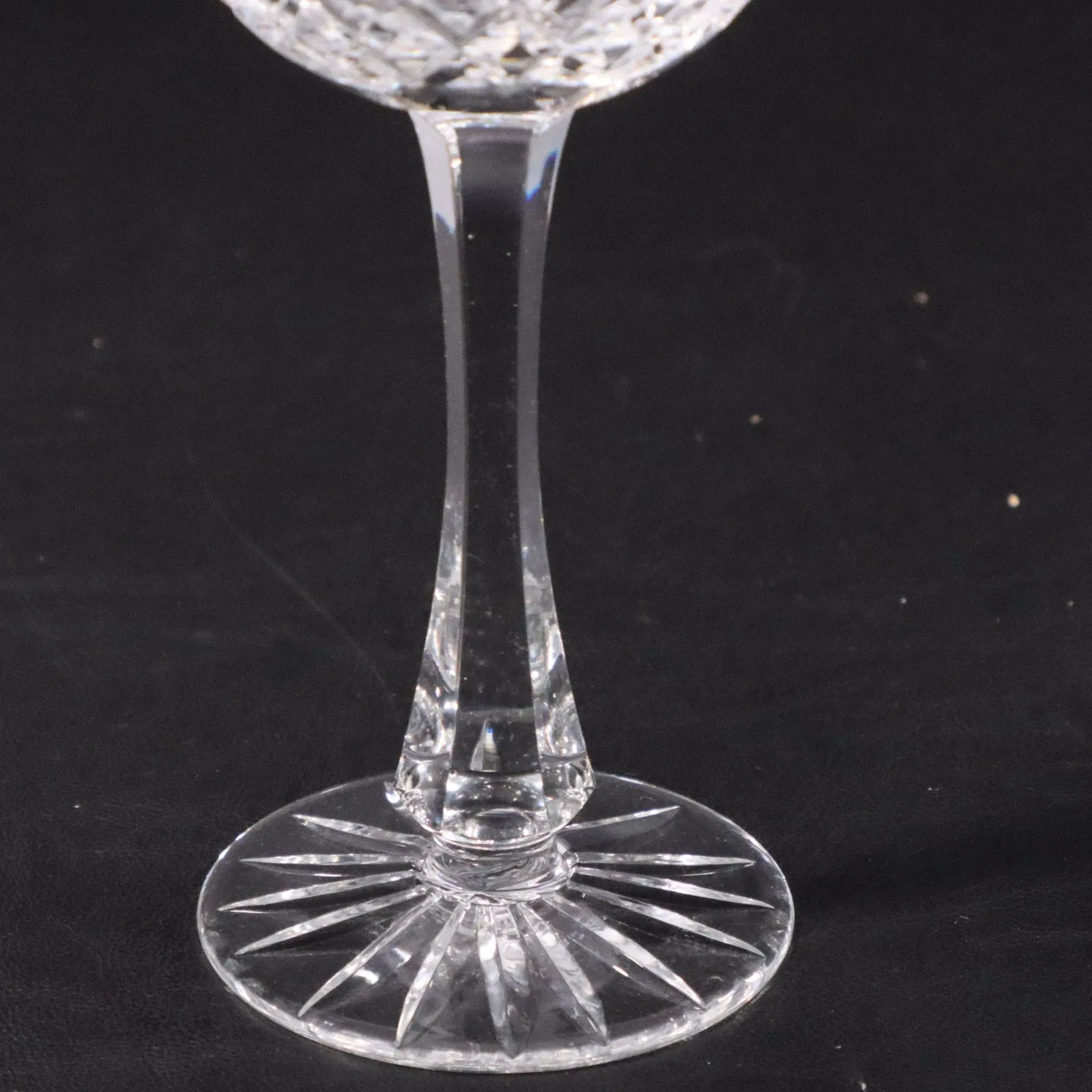 Hungary Cut Crystal 9" Water Goblet Etched Glass Floral Laurel Cross Cut Vintage