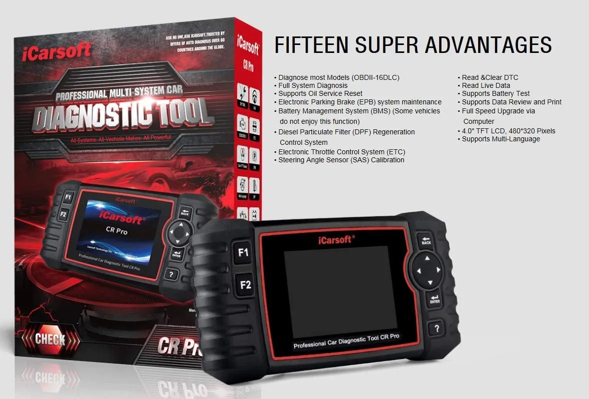 iCarsoft CR PRO Diagnostic Tool All Makes All Systems OBD1/OBD2
