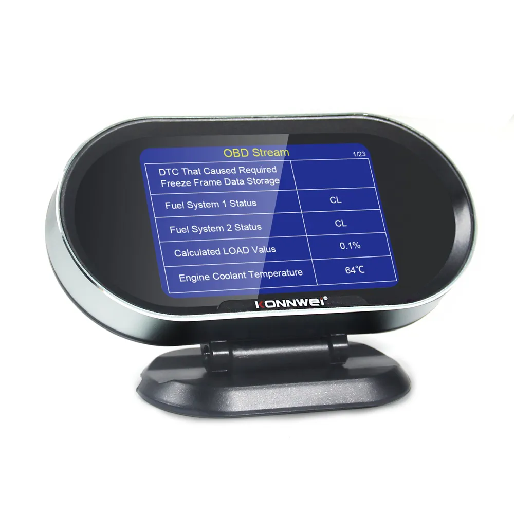 KONNWEI KW206 HUD OBD2 Car Diagnostic Scanner On-Board Computer Gauge DTC Engine Code Reader Voltage Test LCD Screen Built-In Speaker