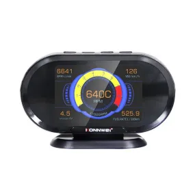 KONNWEI KW206 HUD OBD2 Car Diagnostic Scanner On-Board Computer Gauge DTC Engine Code Reader Voltage Test LCD Screen Built-in Speaker