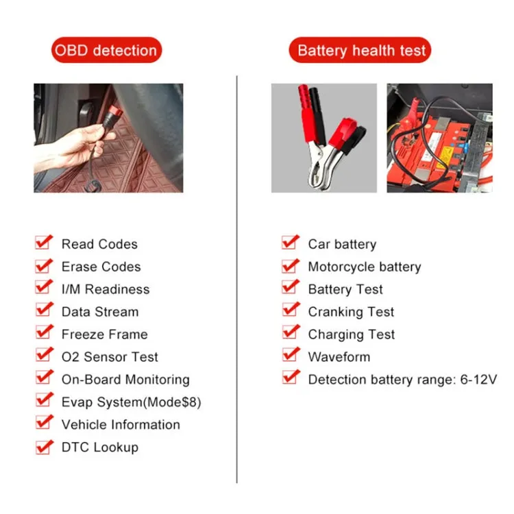 KONNWEI KW870 2 in 1 Car OBD2 Fault Diagnosis   Battery Tester