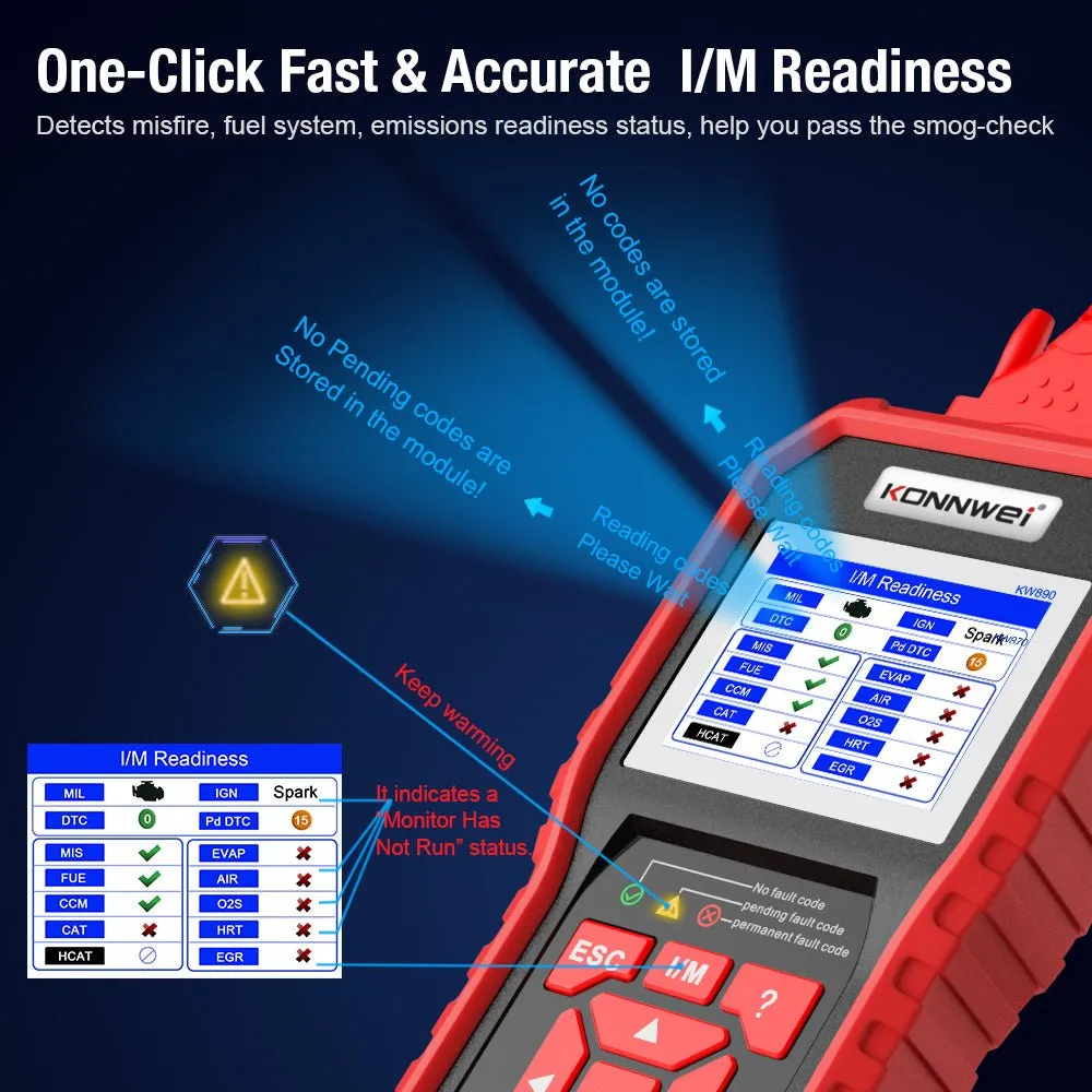 KONNWEI KW890 Battery Tester Car OBDII Oil Service Light Reset Tool OBD2 Scanner Car Professional Automotive Code Reader Diagnose Tool