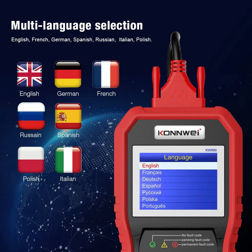 KONNWEI KW890 Battery Tester Car OBDII Oil Service Light Reset Tool OBD2 Scanner Car Professional Automotive Code Reader Diagnose Tool