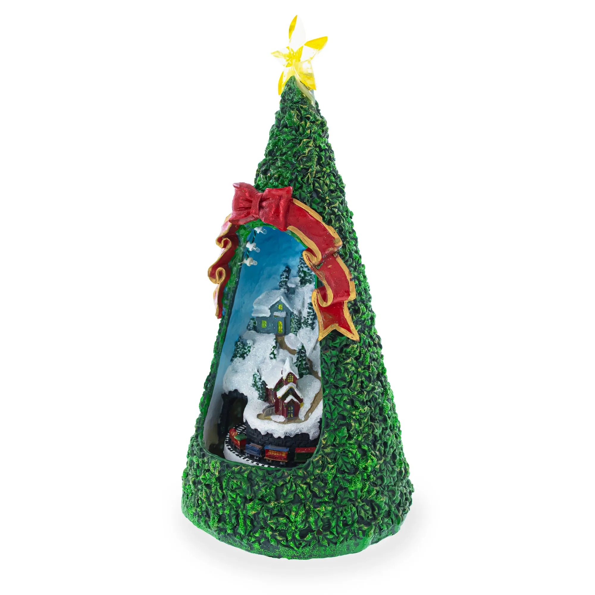 LED Animated Village Scene Tabletop Christmas Tree 13 Inches