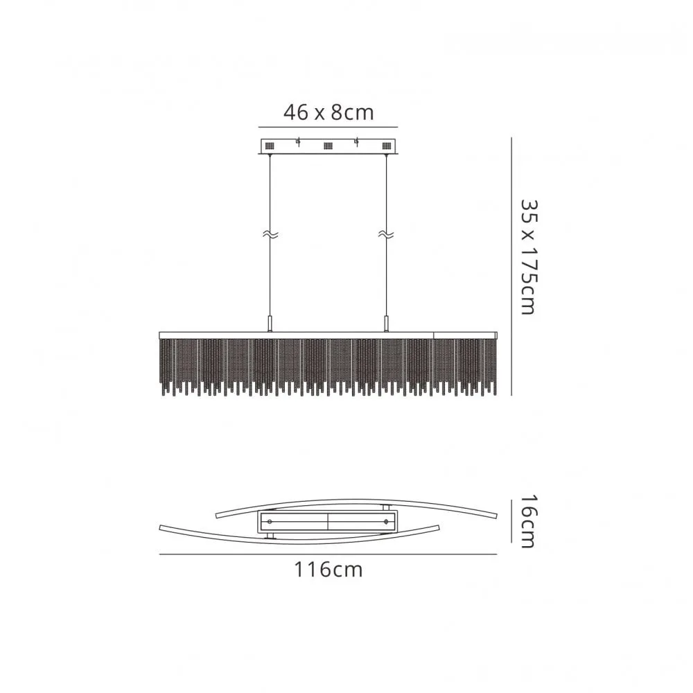 Mantra M6251 Cinna Linear Pendant 42W LED Polished Chrome / Crystal Chain
