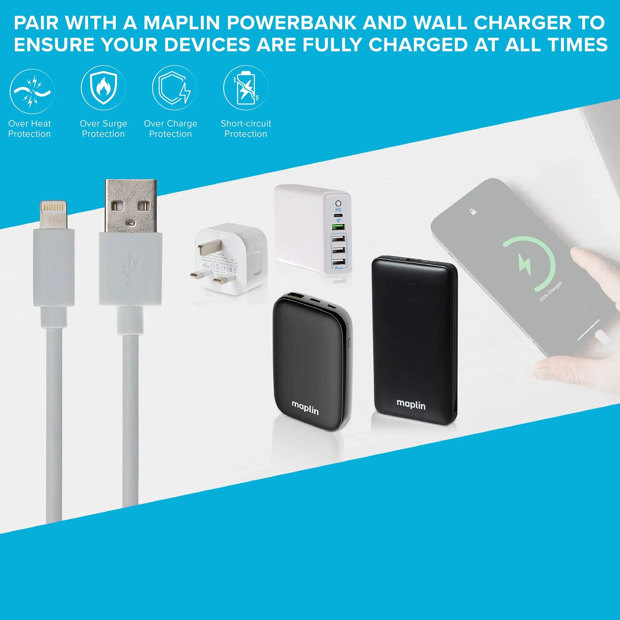 Maplin Lightning to USB-A Charging Cable Kit