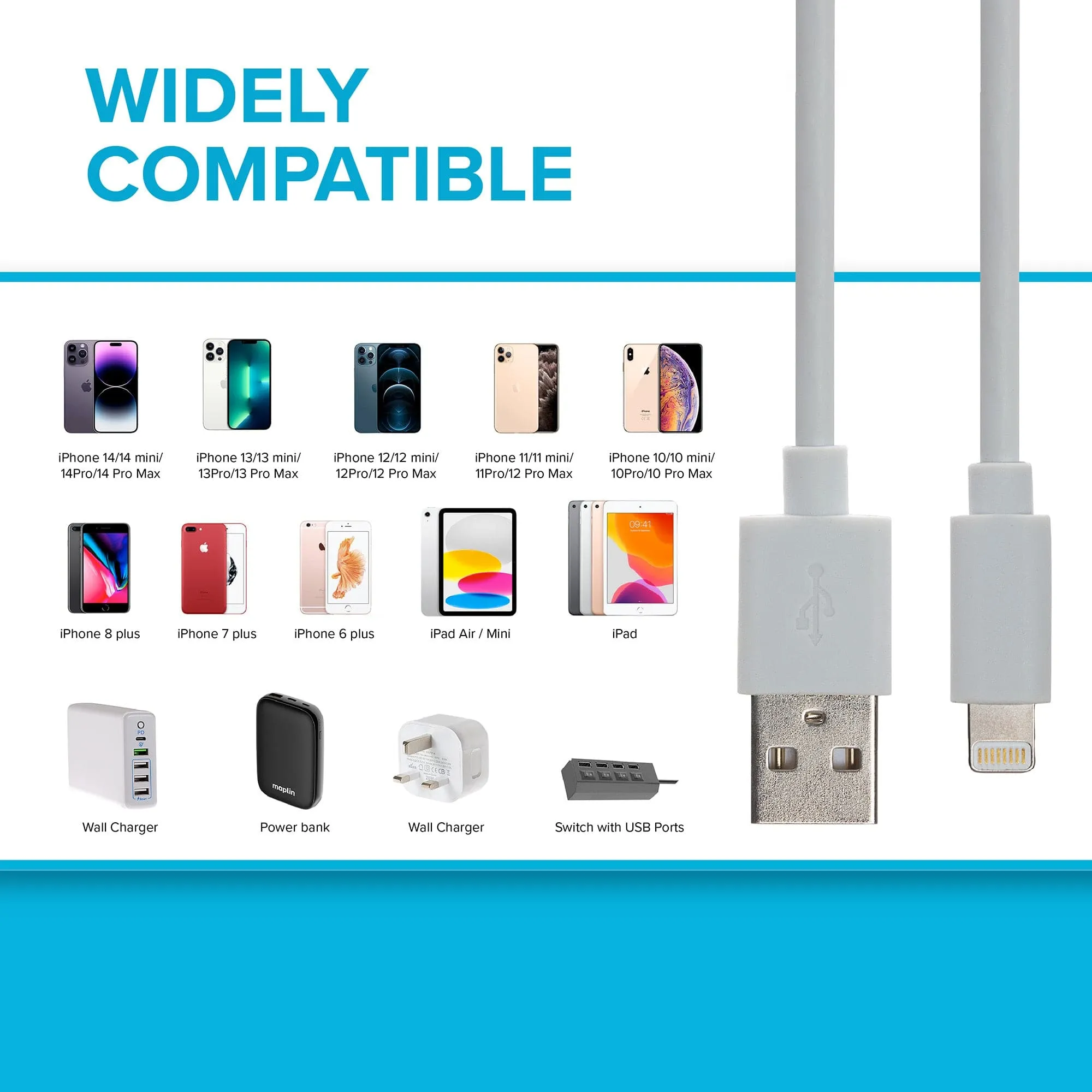 Maplin Lightning to USB-A Charging Cable Kit
