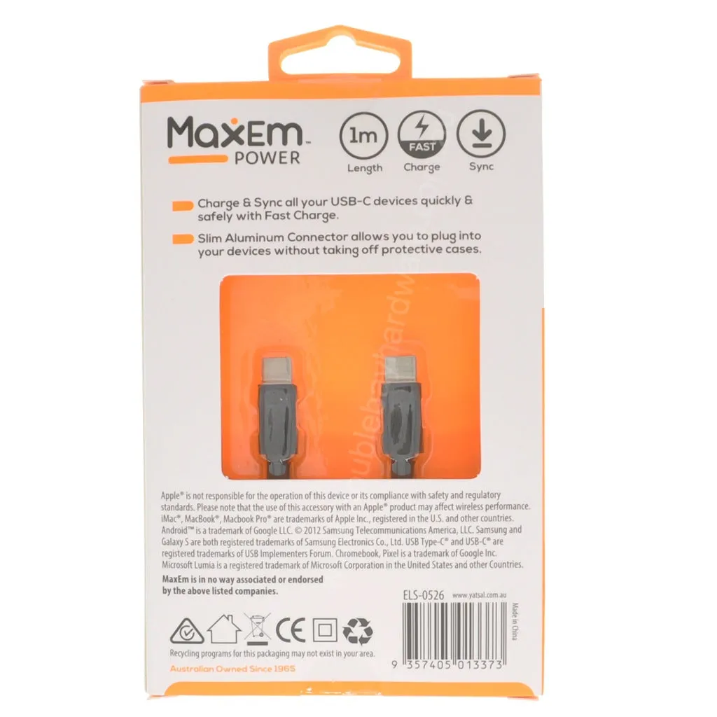 MaxEm USB-C To USB-C Charge & Sync Cable 1M ELS-0526
