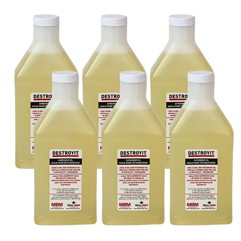 MBM Destroyit 6 Quarts of Paper Shredder Oil (case of 6 x 1 quart bottles) - CED21/6