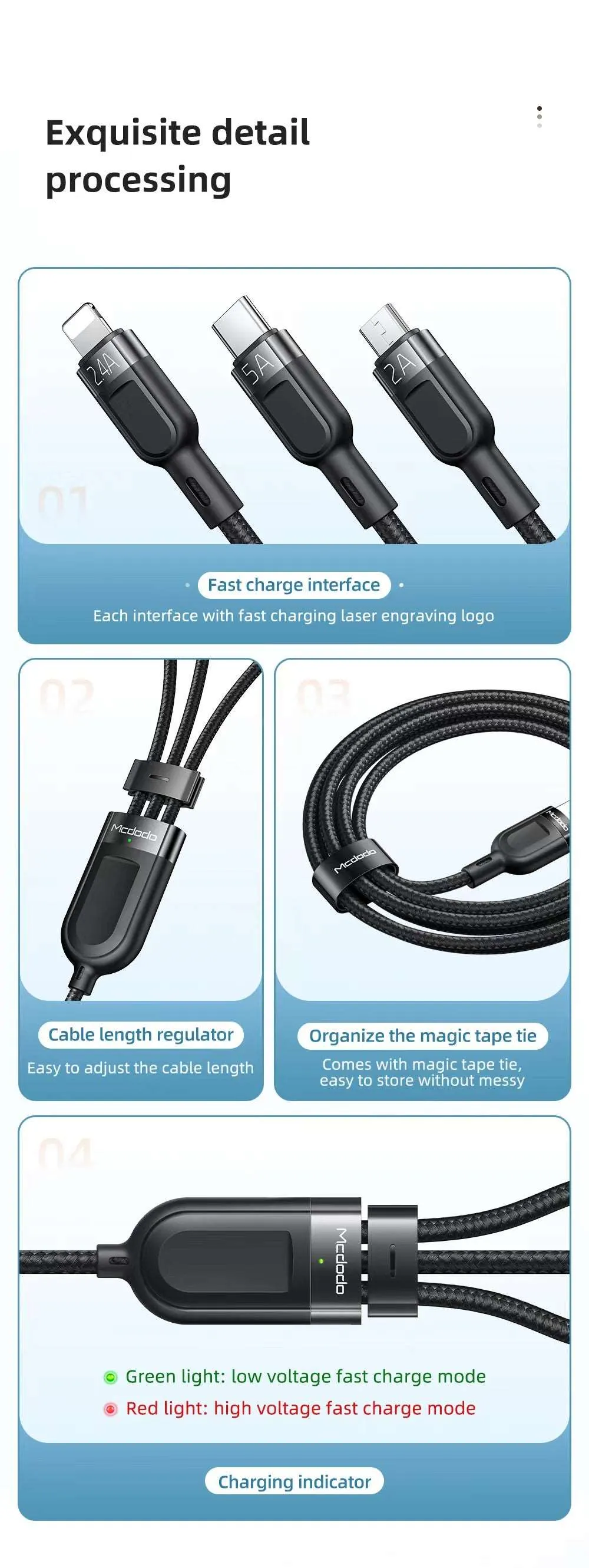 Mcdodo CA-879 | USB to Type-C, Lightning & Micro Mobile Cable | 3-in-1 Cable