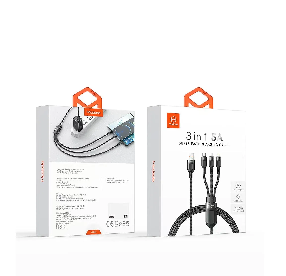 Mcdodo CA-879 | USB to Type-C, Lightning & Micro Mobile Cable | 3-in-1 Cable