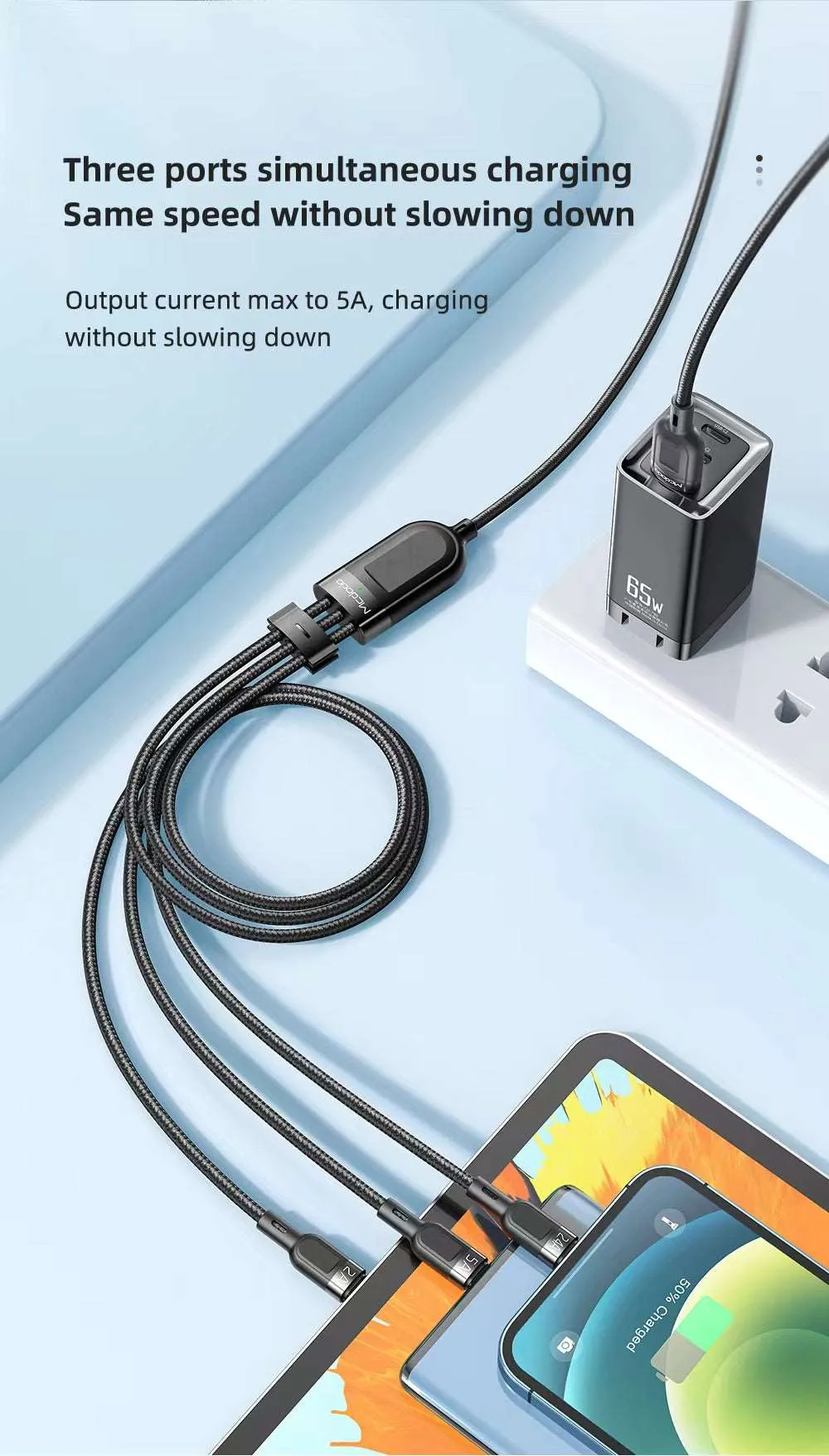 Mcdodo CA-879 | USB to Type-C, Lightning & Micro Mobile Cable | 3-in-1 Cable