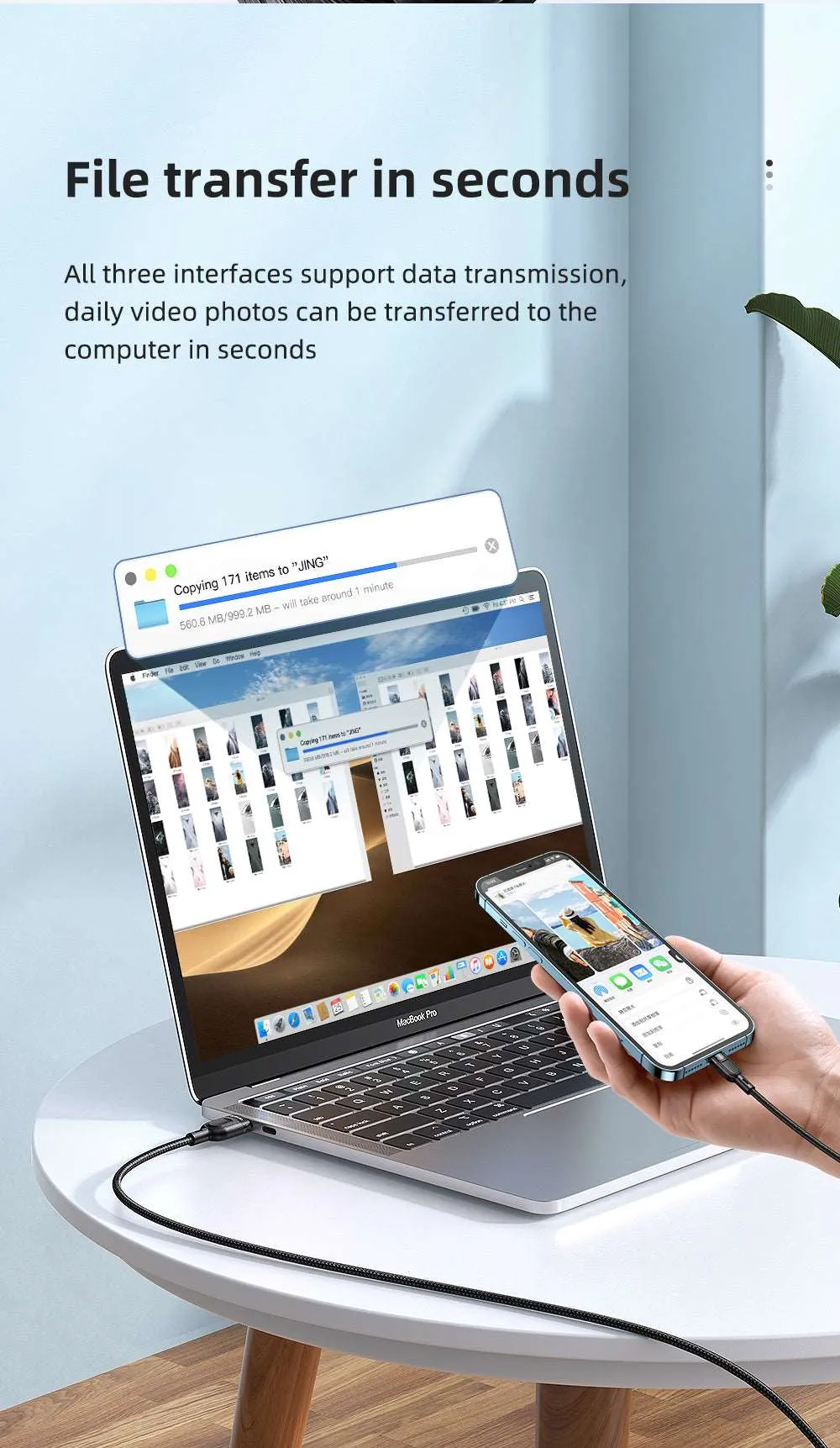 Mcdodo CA-879 | USB to Type-C, Lightning & Micro Mobile Cable | 3-in-1 Cable