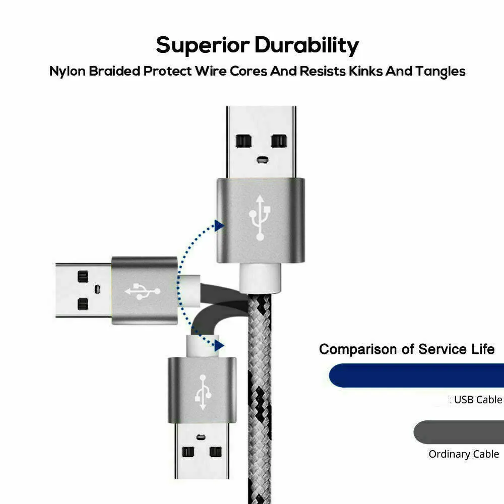 Micro USB 2.0 Fast Charging Charger Cable Cord Braided For Samsung S7 Edge S6 S5 S4 Android LG Huawei HTC (2M Rose Gold)