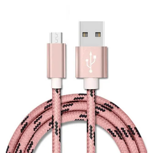Micro USB 2.0 Fast Charging Charger Cable Cord Braided For Samsung S7 Edge S6 S5 S4 Android LG Huawei HTC (2M Rose Gold)