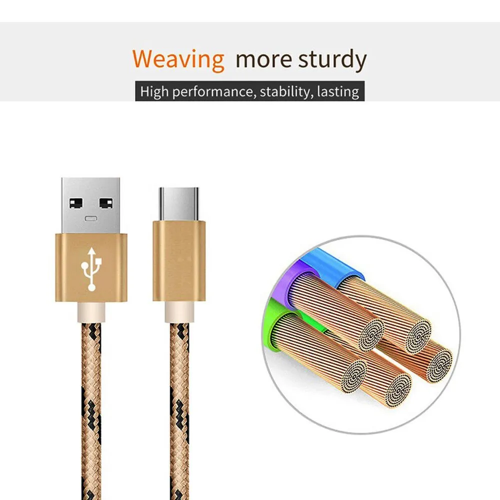 Micro USB 2.0 Fast Charging Charger Cable Cord Braided For Samsung S7 Edge S6 S5 S4 Android LG Huawei HTC (2M Rose Gold)