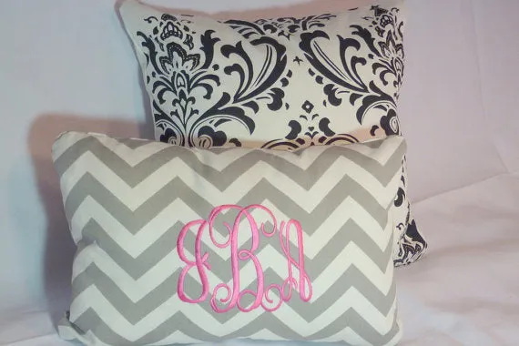 Monogrammed Pillow, Personalized Pillow cover, Embroidered Pillow