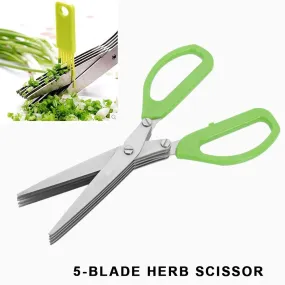 Multifunction Vegetable Stainless Steel Herbs Scissor with 5 Blades - H01320
