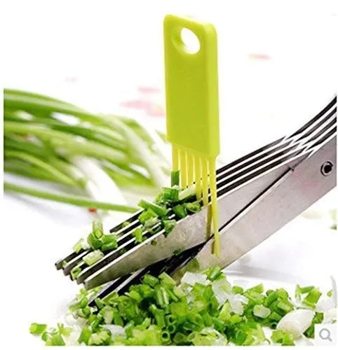 Multifunction Vegetable Stainless Steel Herbs Scissor with 5 Blades - H01320