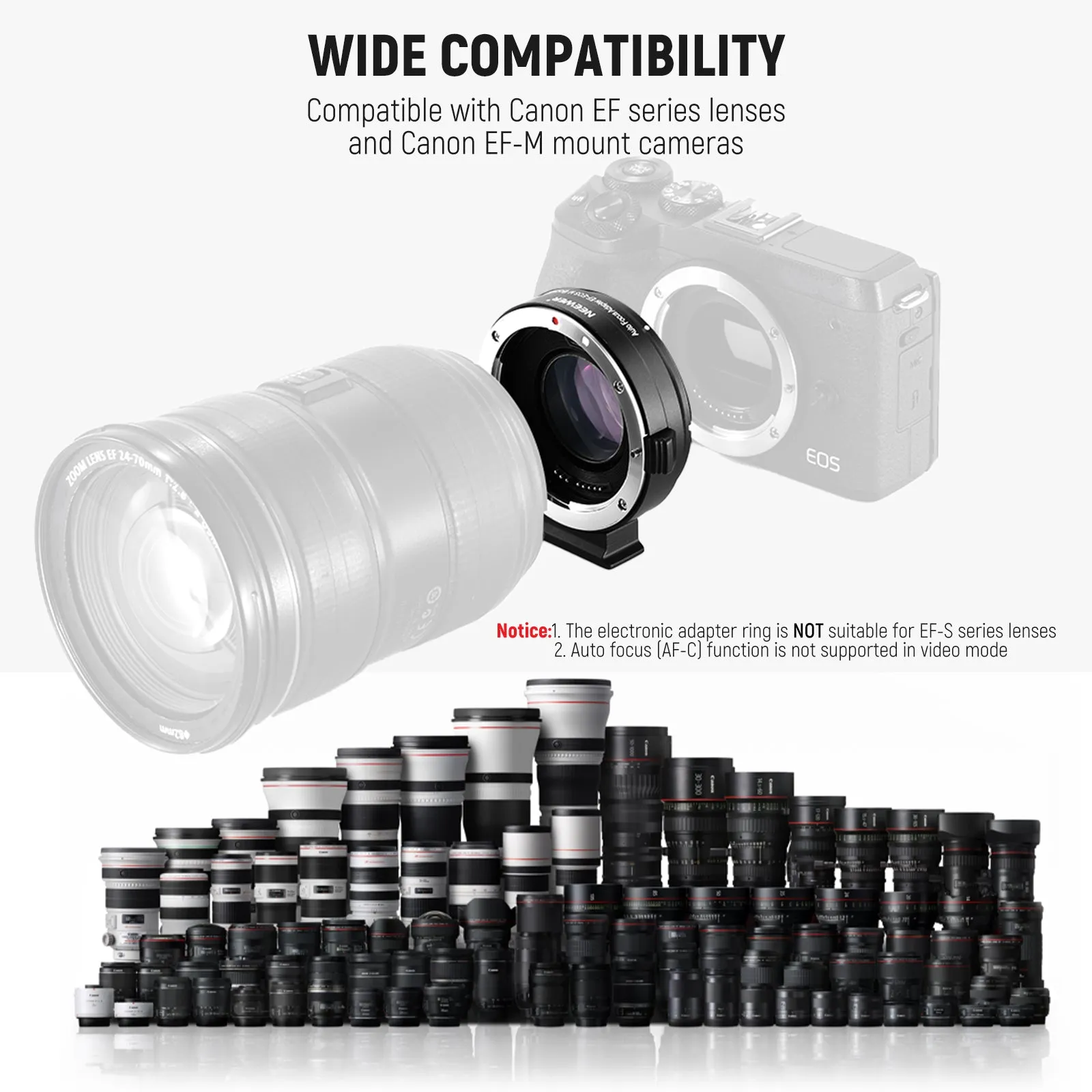 NEEWER EOS EF-M Lens Adapter Compatible with Canon EF Lens to EOS M