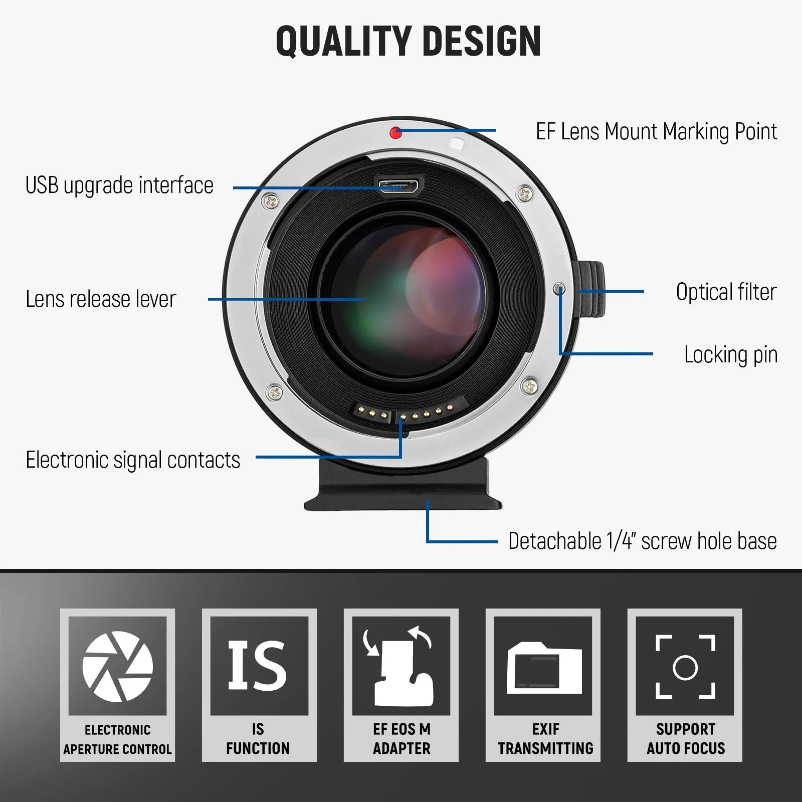 NEEWER EOS EF-M Lens Adapter Compatible with Canon EF Lens to EOS M