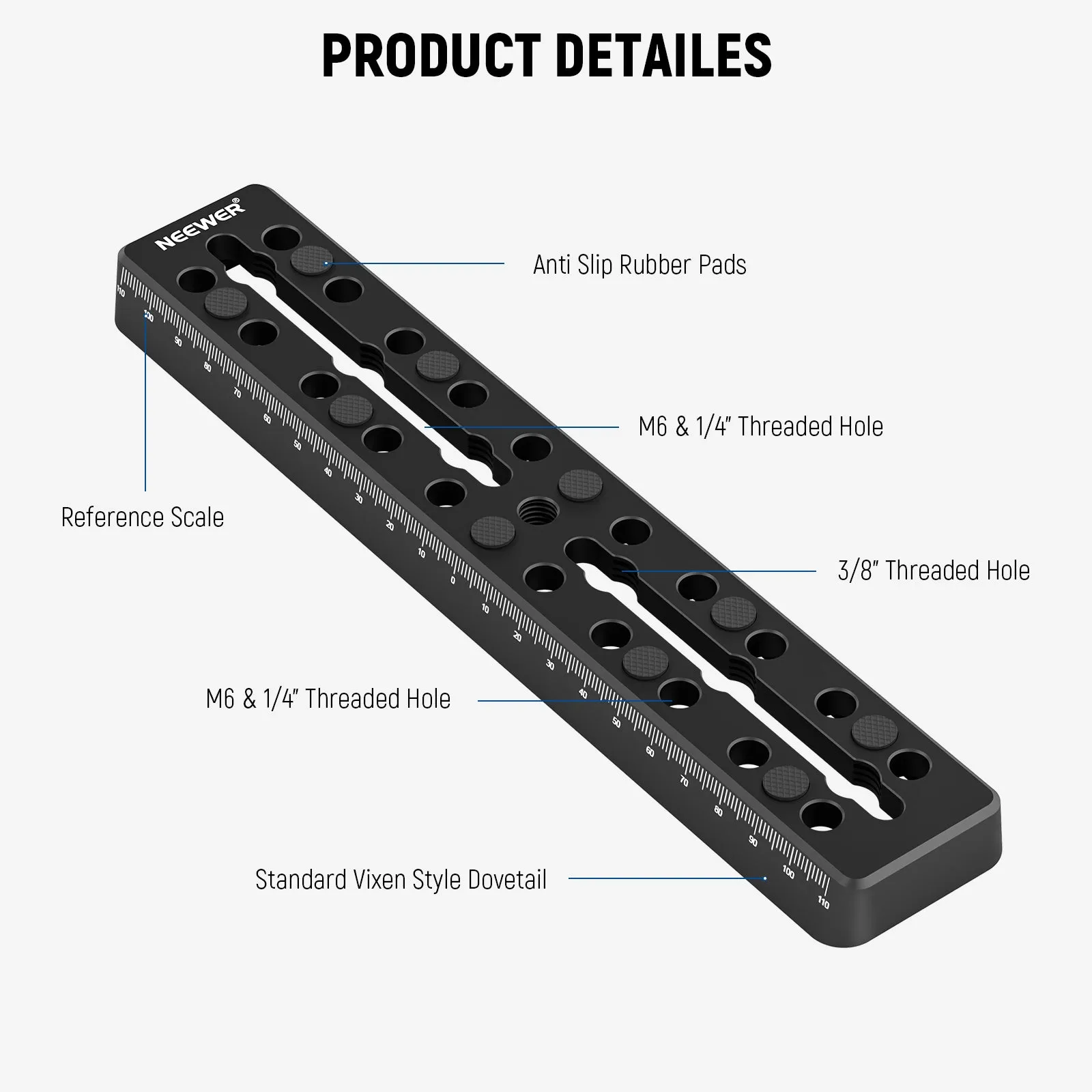 NEEWER QR003 9"/230mm Rail Bar Vixen Style Dovetail Plate