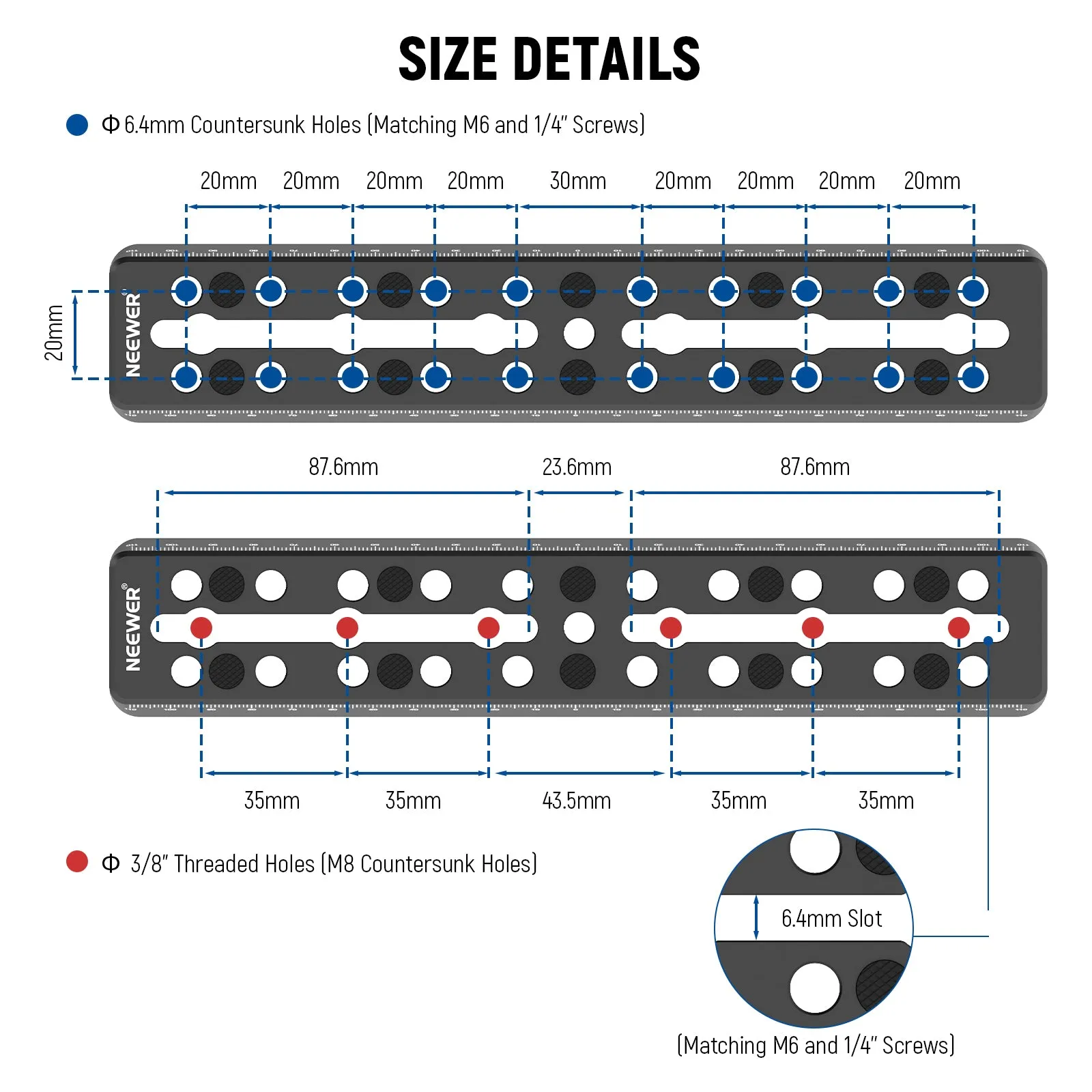 NEEWER QR003 9"/230mm Rail Bar Vixen Style Dovetail Plate