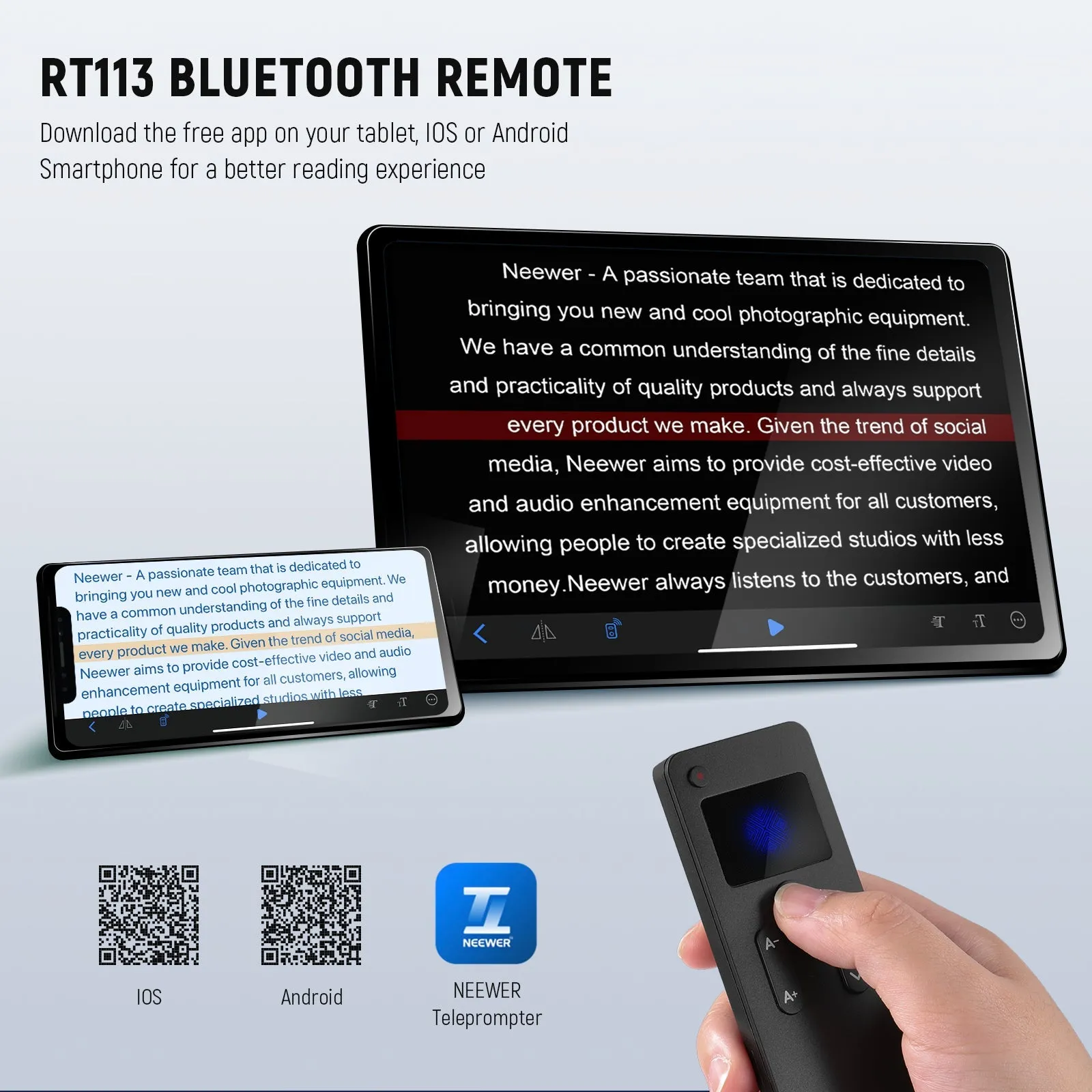 NEEWER RT113 Remote Control for NEEWER Teleprompter App