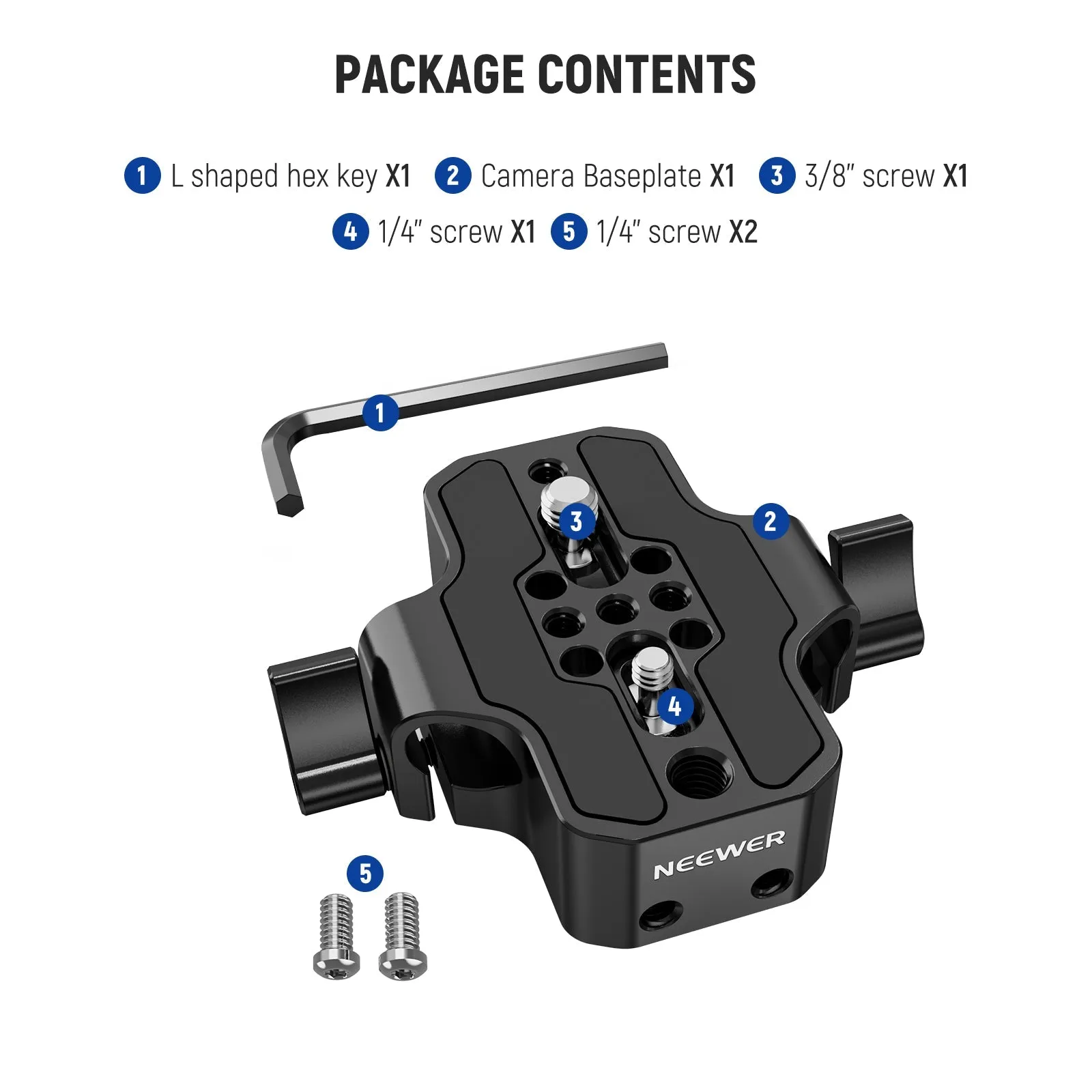 NEEWER SR001 Base Plate with 15mm Rod Clamp Railblock