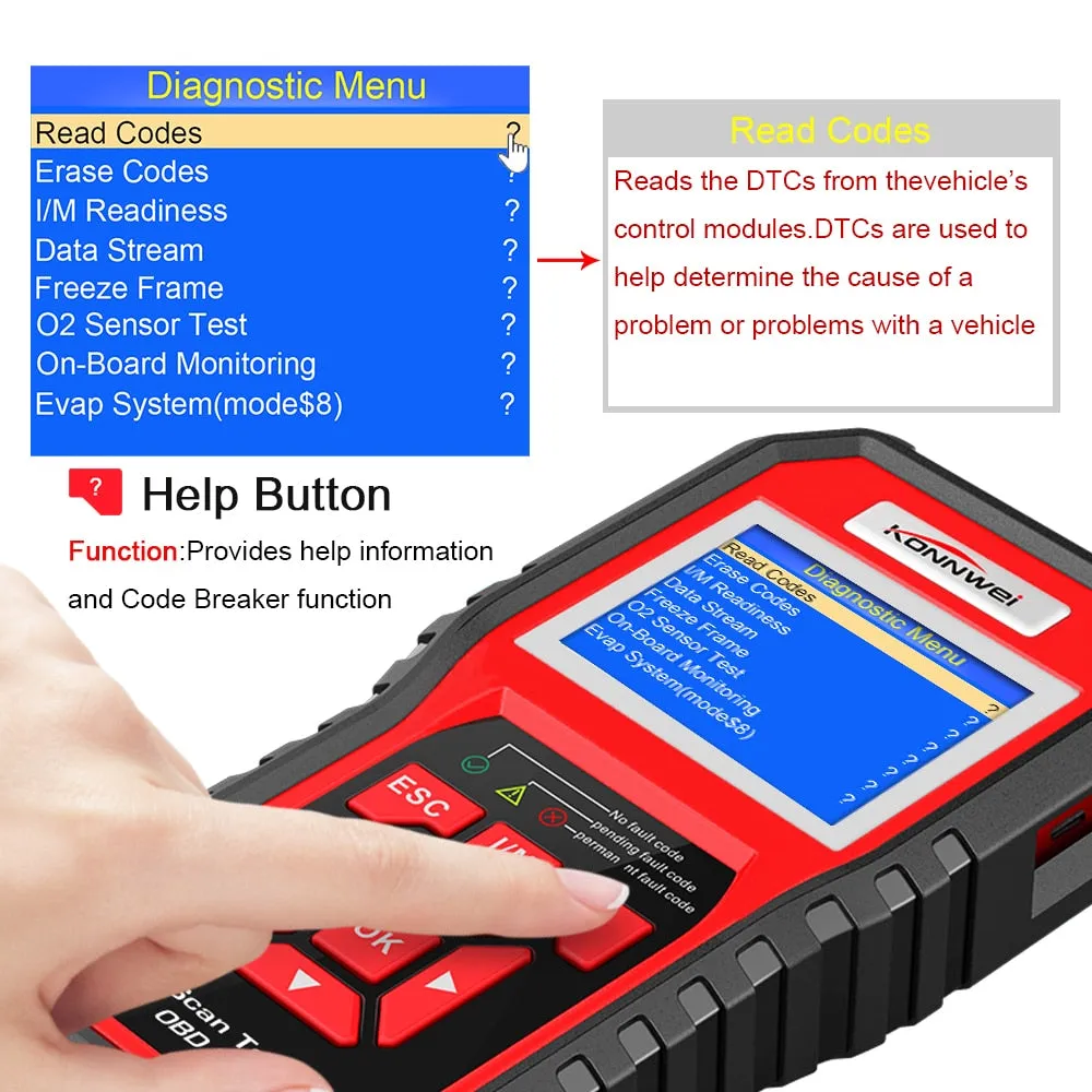 OBD2 ODB2 Scanner Auto Diagnostic Scanner KONNWEI KW850 Full Function Car Diagnosis Car Scanner Universal OBD Engine Code Reader (KW850)