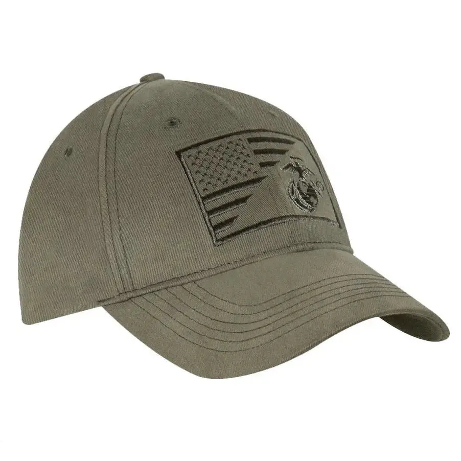 Olive Drab Split Flag & EGA USMC Hat