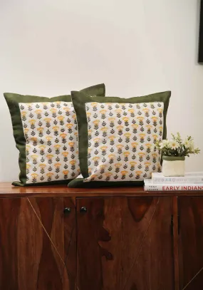 Olive Grace Hand Block Print Cotton Cushion Cover