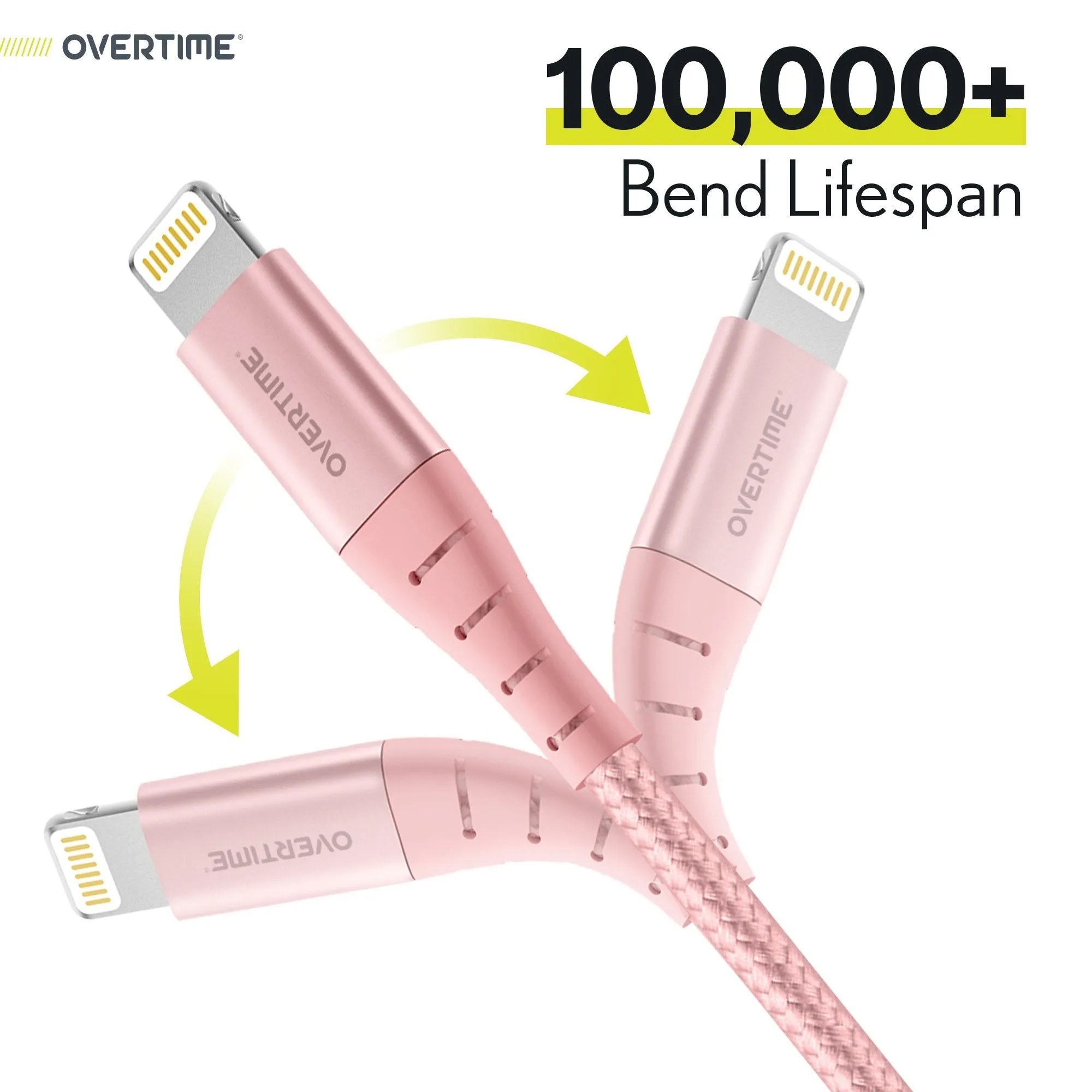 Overtime Apple MFi Certified iPhone Charger 6ft Long Nylon Braided Lightning Cable