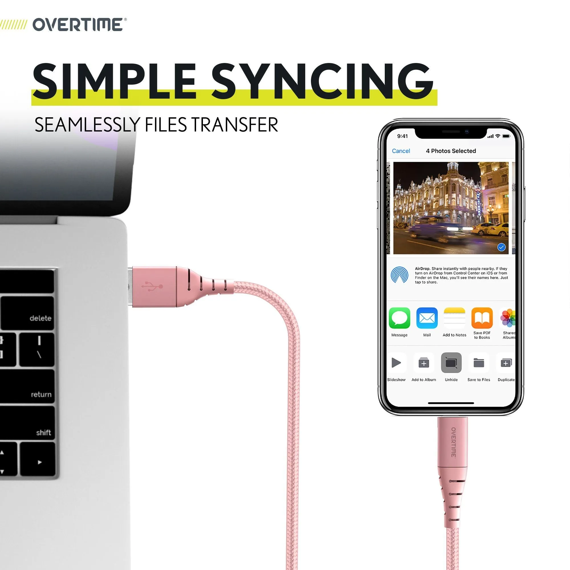 Overtime Apple MFi Certified iPhone Charger 6ft Long Nylon Braided Lightning Cable