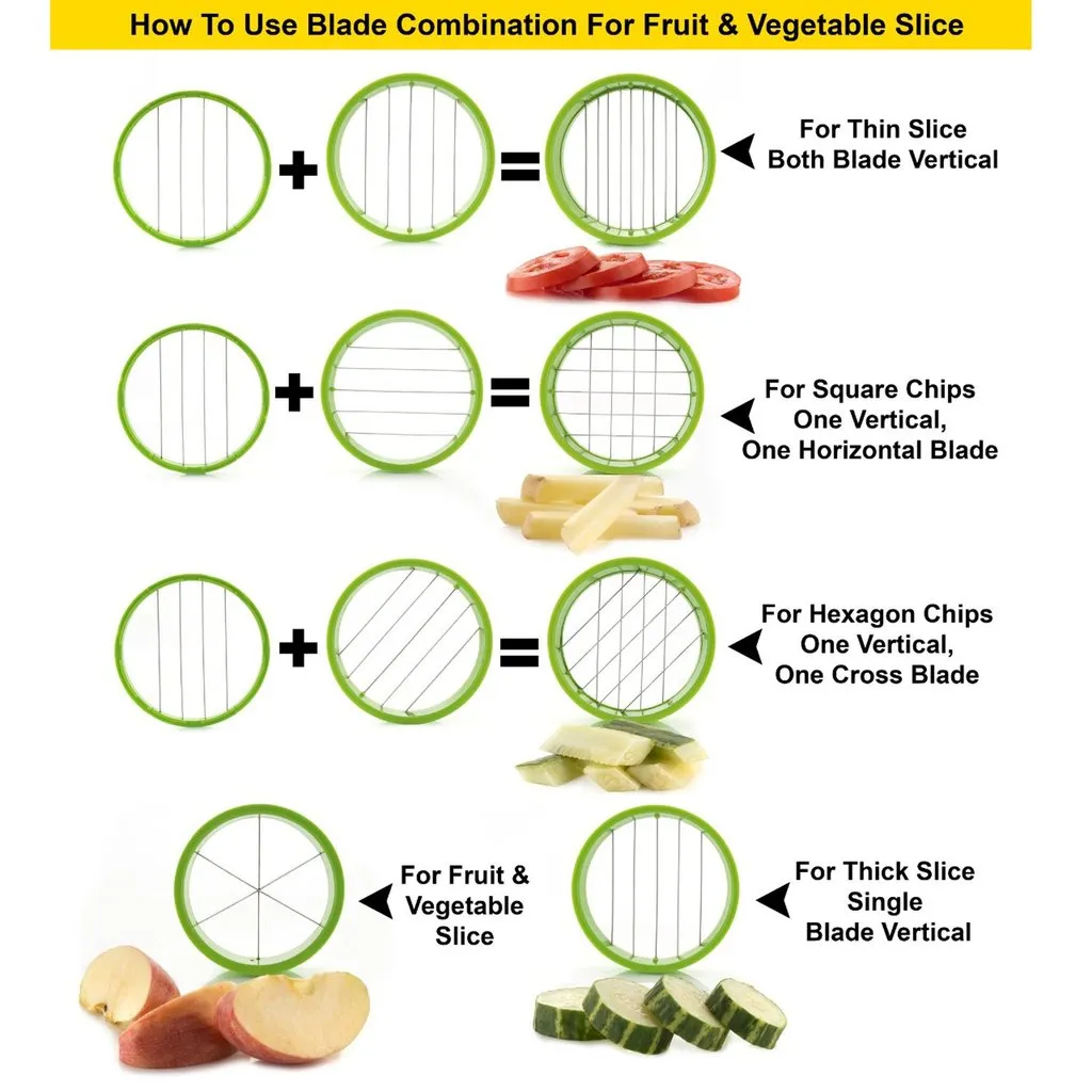 Plastic 6-in-1 Manual Vegetable Grater,Chipser and Slicer - H02646