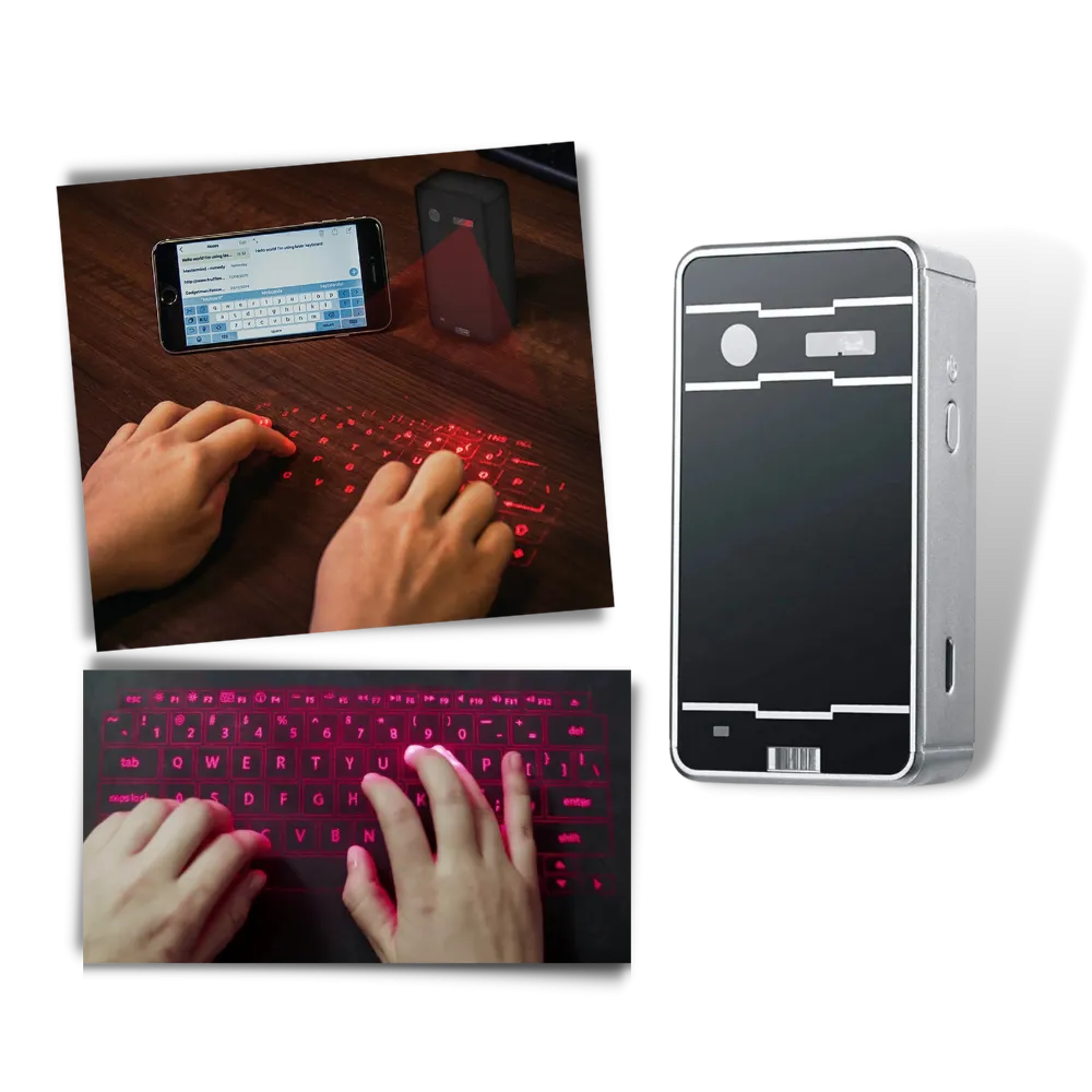 Portable holographic keyboard