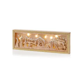 Premier 43cm Warm White LED Wooden Nativity Cut Out Scene