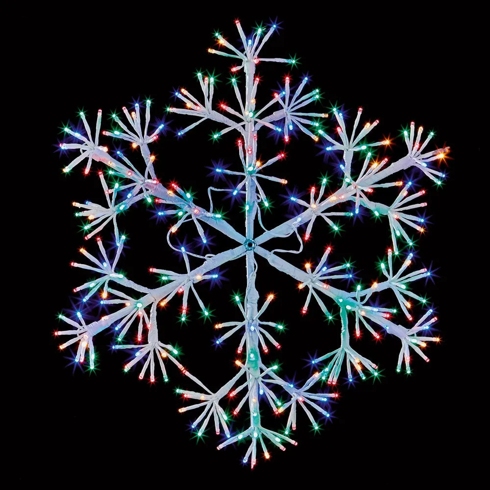 Premier White Starburst Snowflake With Multi Coloured LEDs