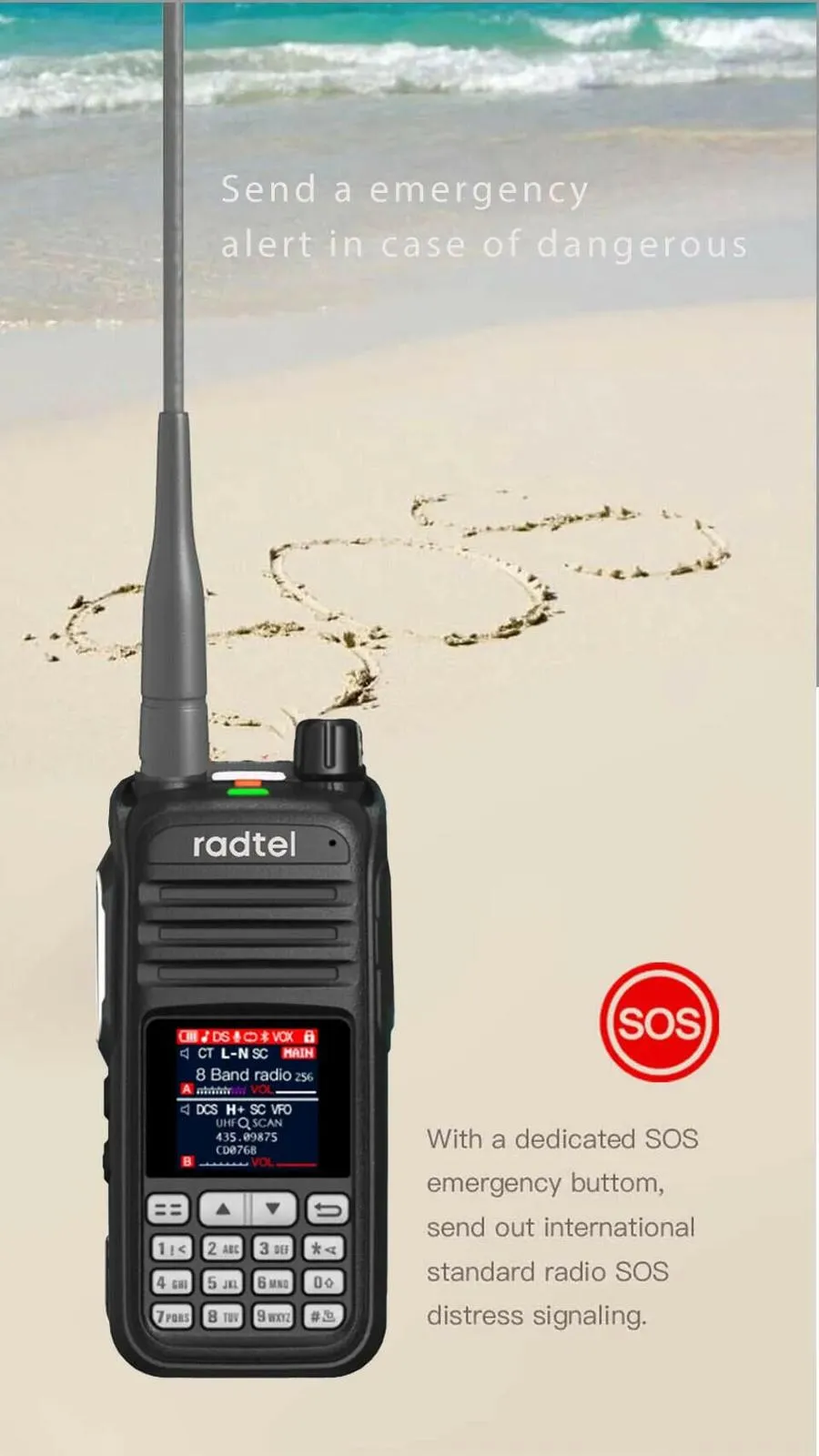 Radtel RT-420 6 Bands Amateur Ham Two Way Radio 256CH Air Band Walkie Talkie NOAA VOX USB SOS LCD Color Police Scanner Aviation