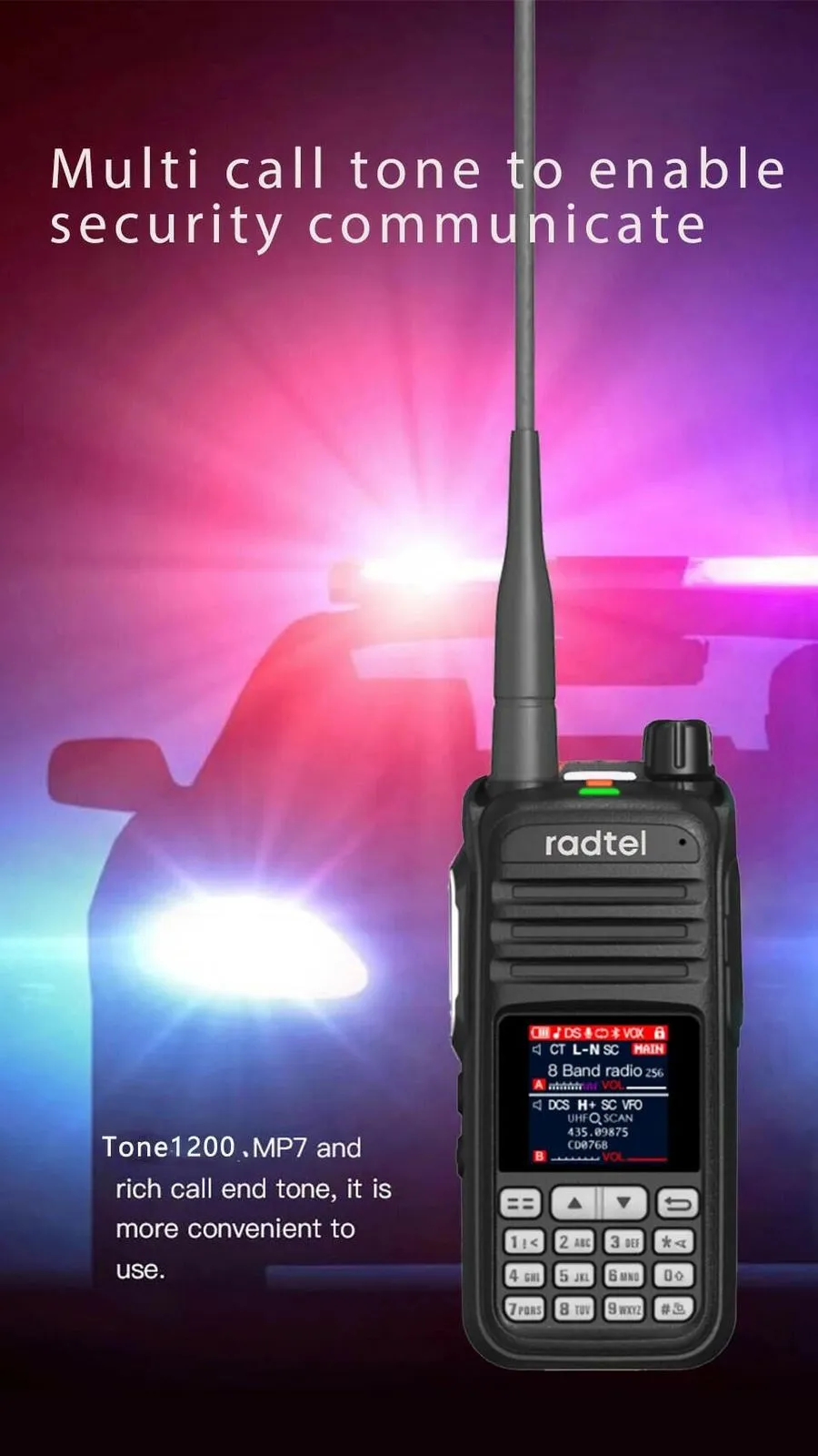 Radtel RT-420 6 Bands Amateur Ham Two Way Radio 256CH Air Band Walkie Talkie NOAA VOX USB SOS LCD Color Police Scanner Aviation