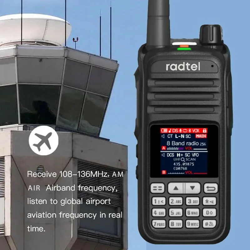 Radtel RT-420 6 Bands Amateur Ham Two Way Radio 256CH Air Band Walkie Talkie NOAA VOX USB SOS LCD Color Police Scanner Aviation