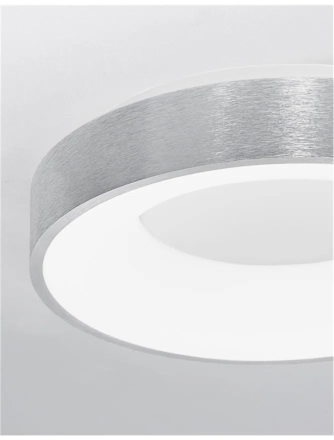 RAN Brushed Silver Aluminium & Acrylic Dimmable Warm Light Ring Flush Small - ID 10613