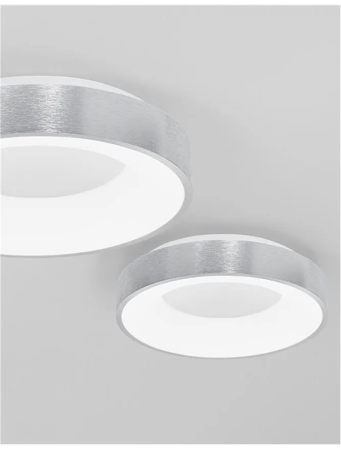RAN Brushed Silver Aluminium & Acrylic Dimmable Warm Light Ring Flush Small - ID 10613